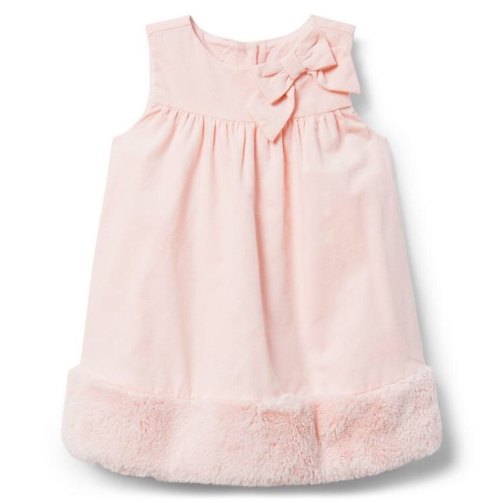 NWT Janie and Jack pink corduroy faux fur dress